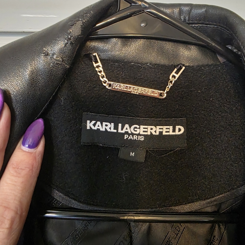 Karl Lagerfeld Black Leather Outerwear